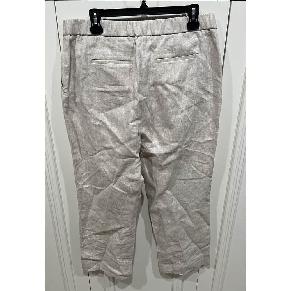 Talbots Women's 100% Linen Pants Size 10 Wide Leg Beige‎ Resort Coastal Beach - Picture 2 of 5